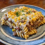 Cheesy Ranch Rotini Bake with Beef and Sweet Corn