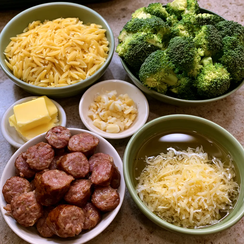 Beef Sausage and Broccoli Orzo