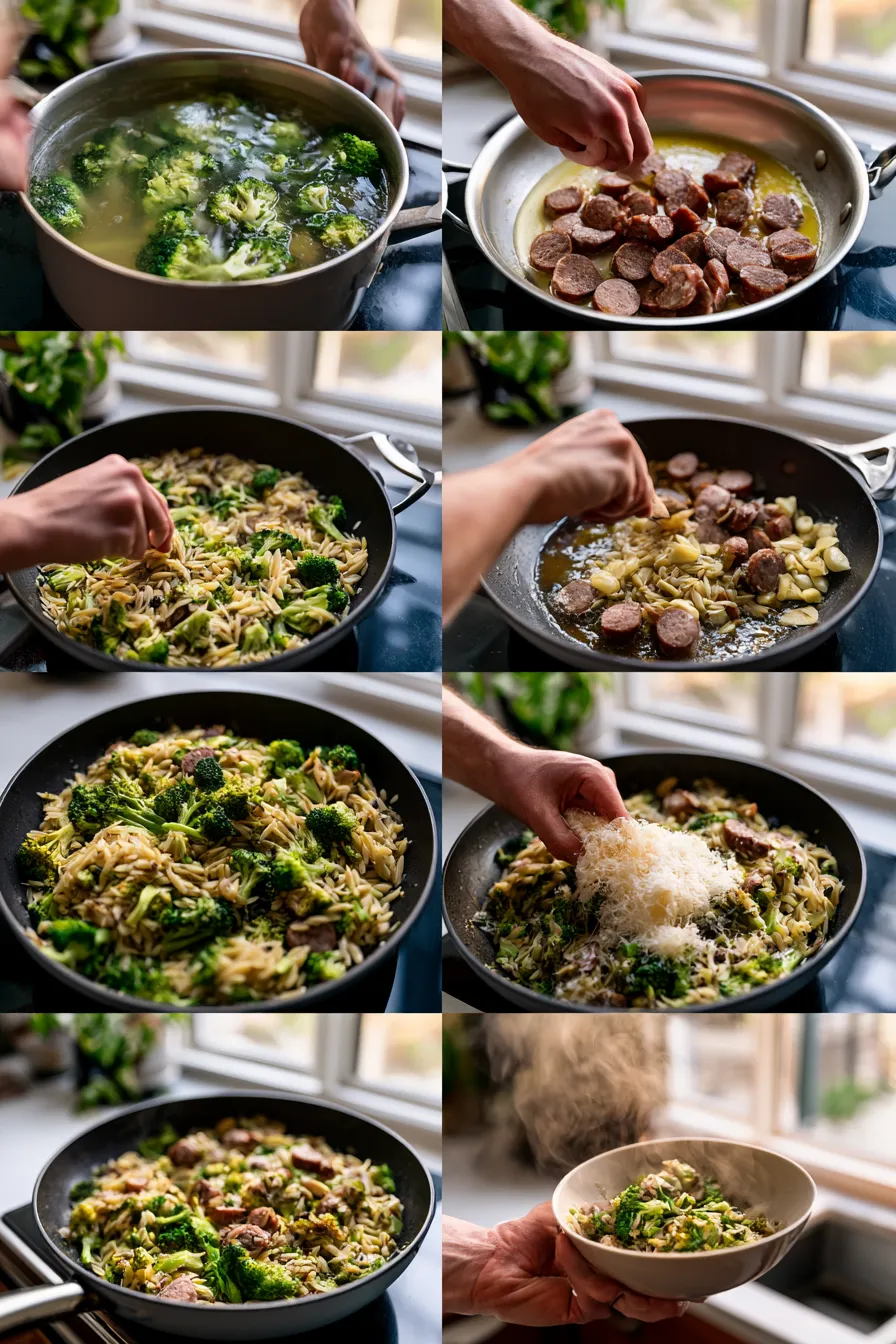 Beef Sausage and Broccoli Orzo