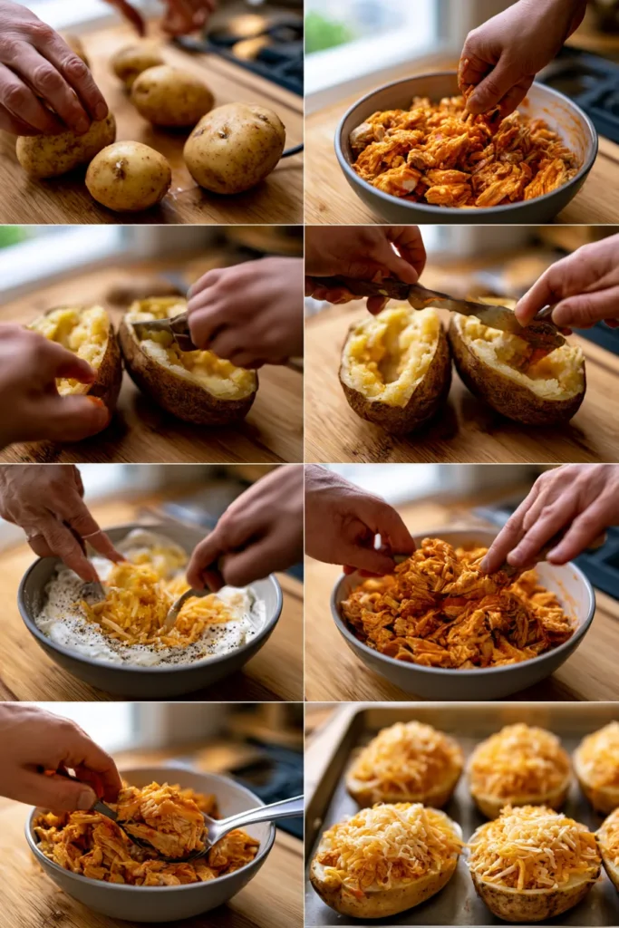 Buffalo Chicken Baked Potatoes