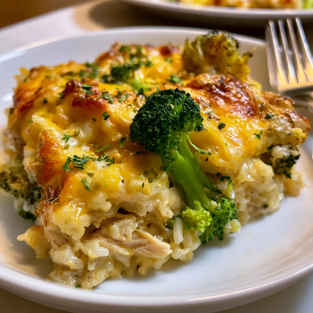 Cheesy Broccoli Chicken and Rice Casserole