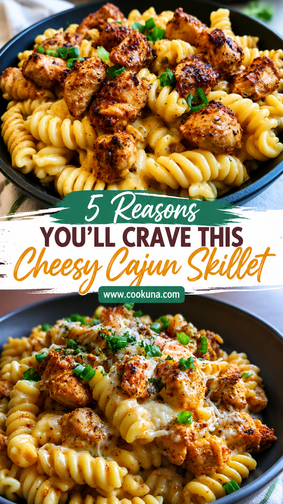 Cheesy Cajun Garlic Chicken Rotini Skillet