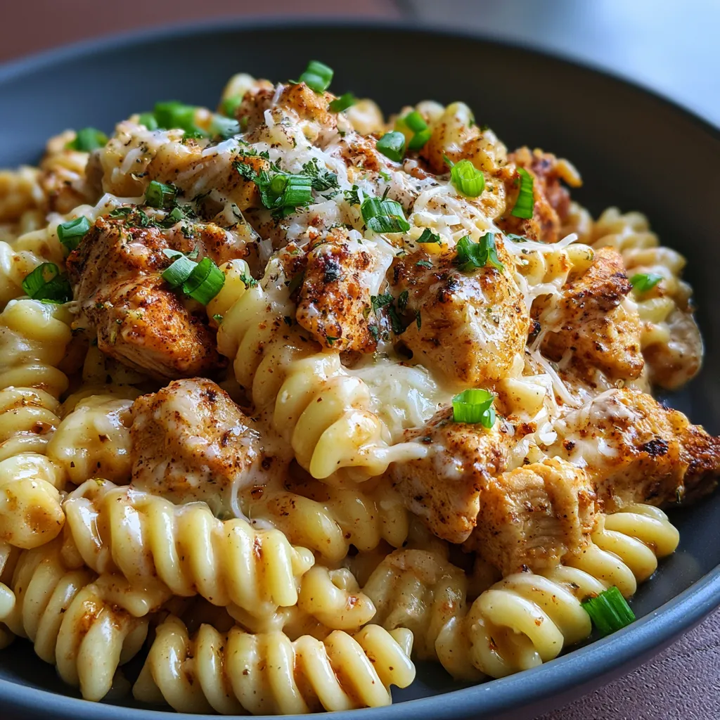 Cheesy Cajun Garlic Chicken Rotini Skillet