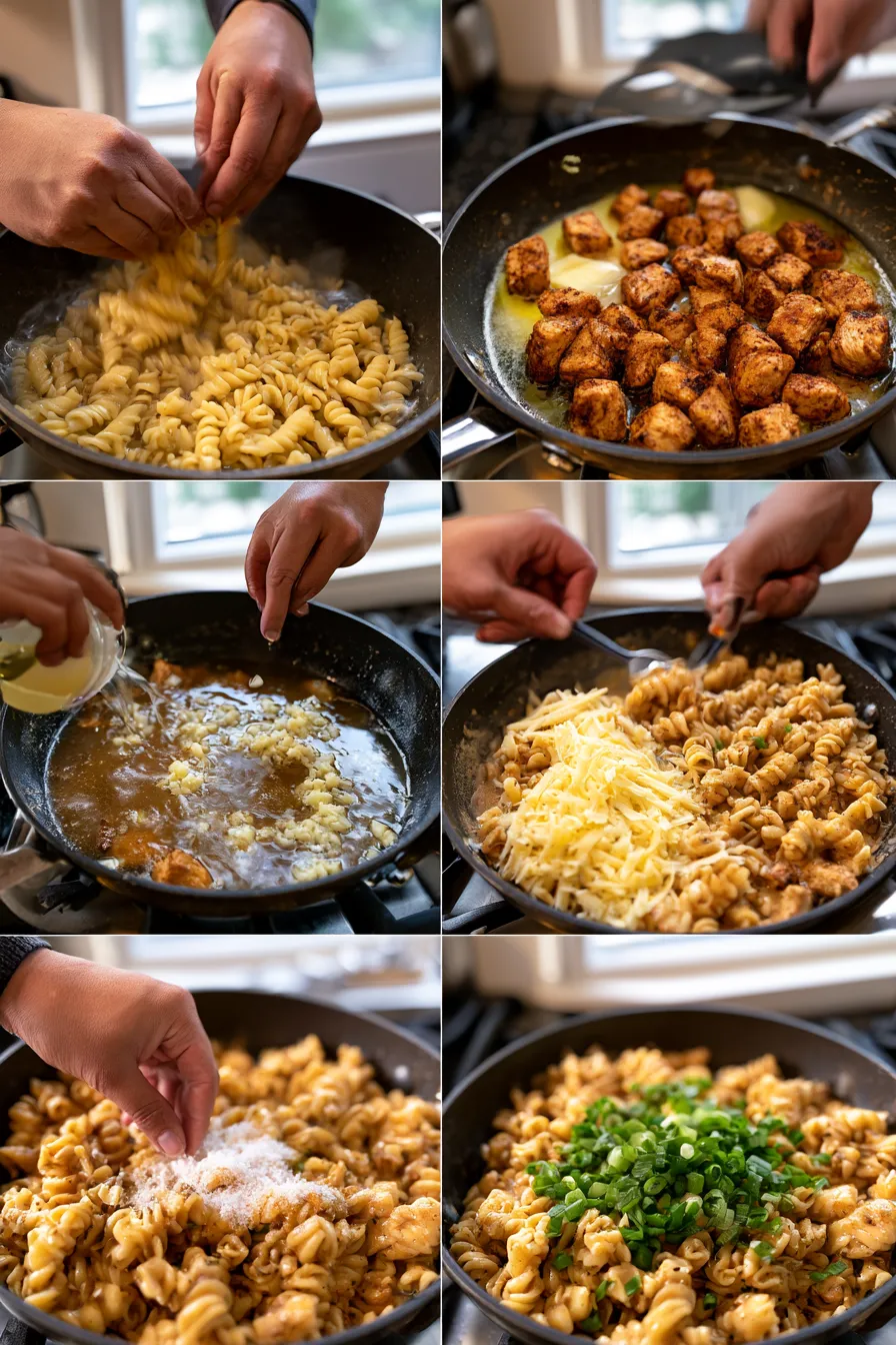Cheesy Cajun Garlic Chicken Rotini Skillet