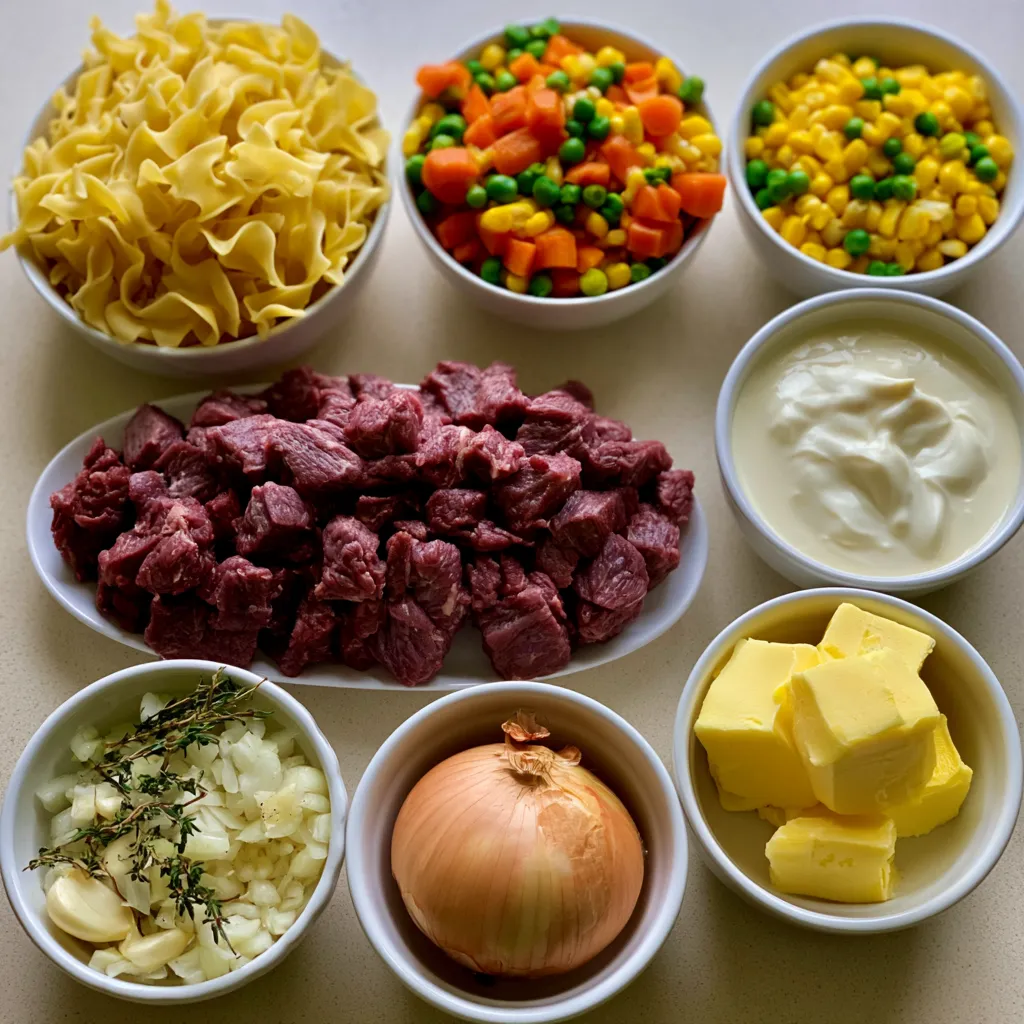 Creamy Beef Pot Pie Noodles