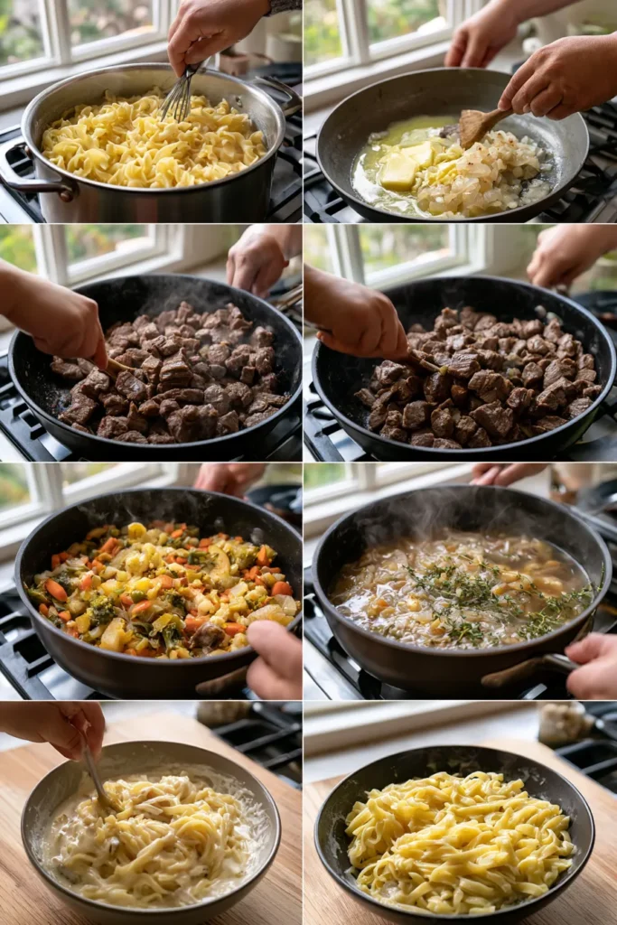 Creamy Beef Pot Pie Noodles