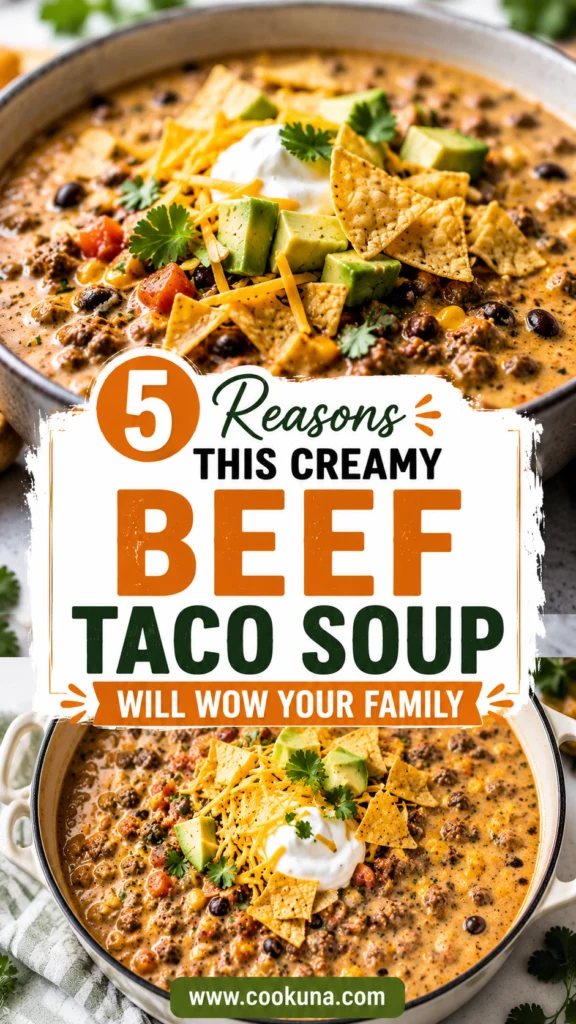 Crockpot Creamy Beef Taco Soup