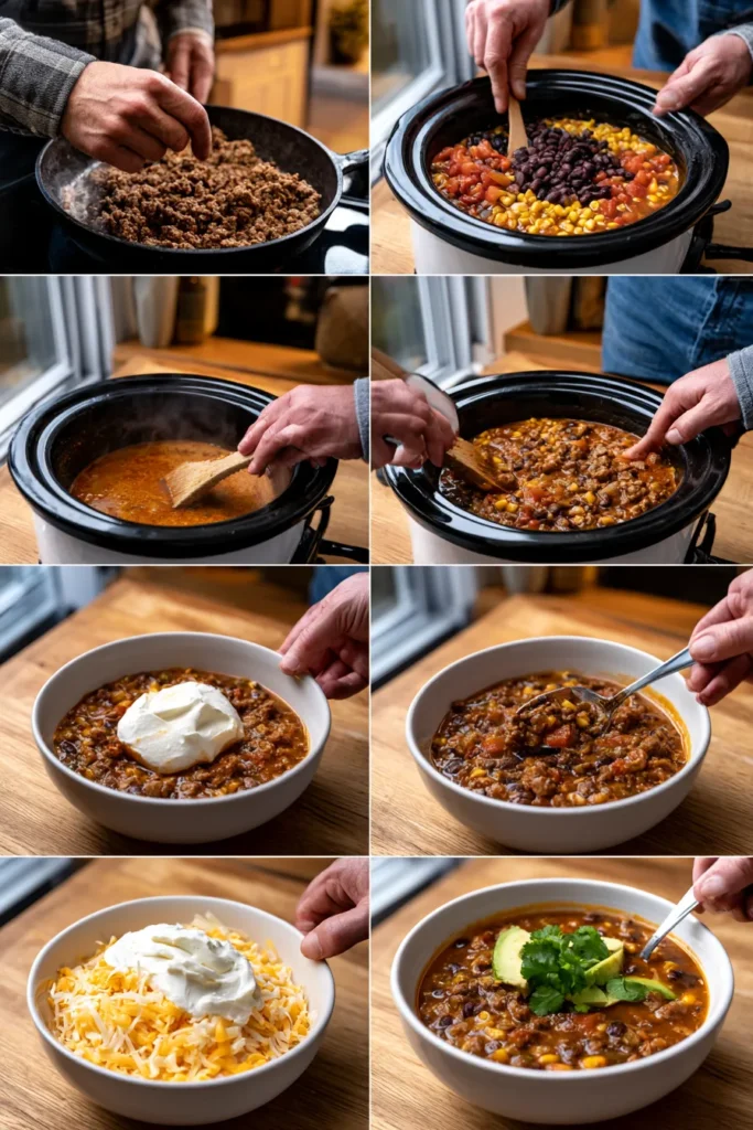 Crockpot Creamy Beef Taco Soup