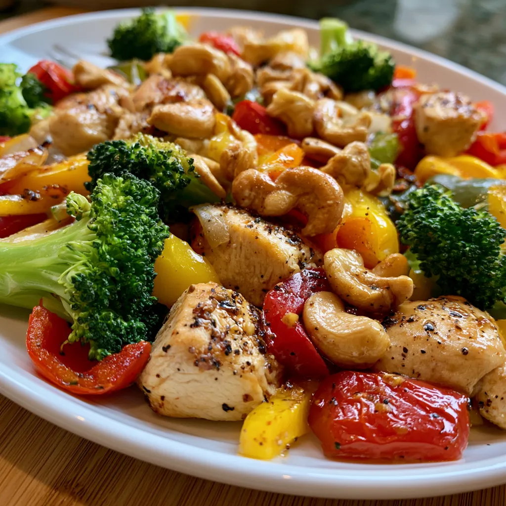 Easy Sheet Pan Cashew Chicken