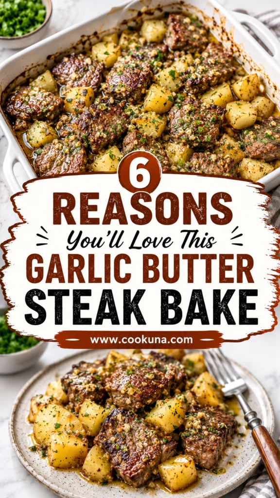 Garlic Butter Steak & Cheddar Potato Bake