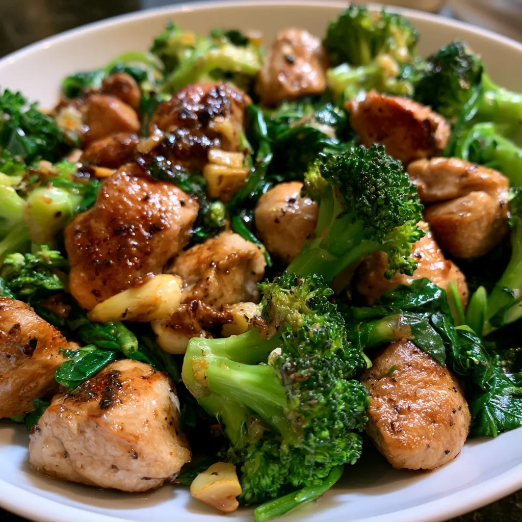 Garlic Chicken with Broccoli and Spinach