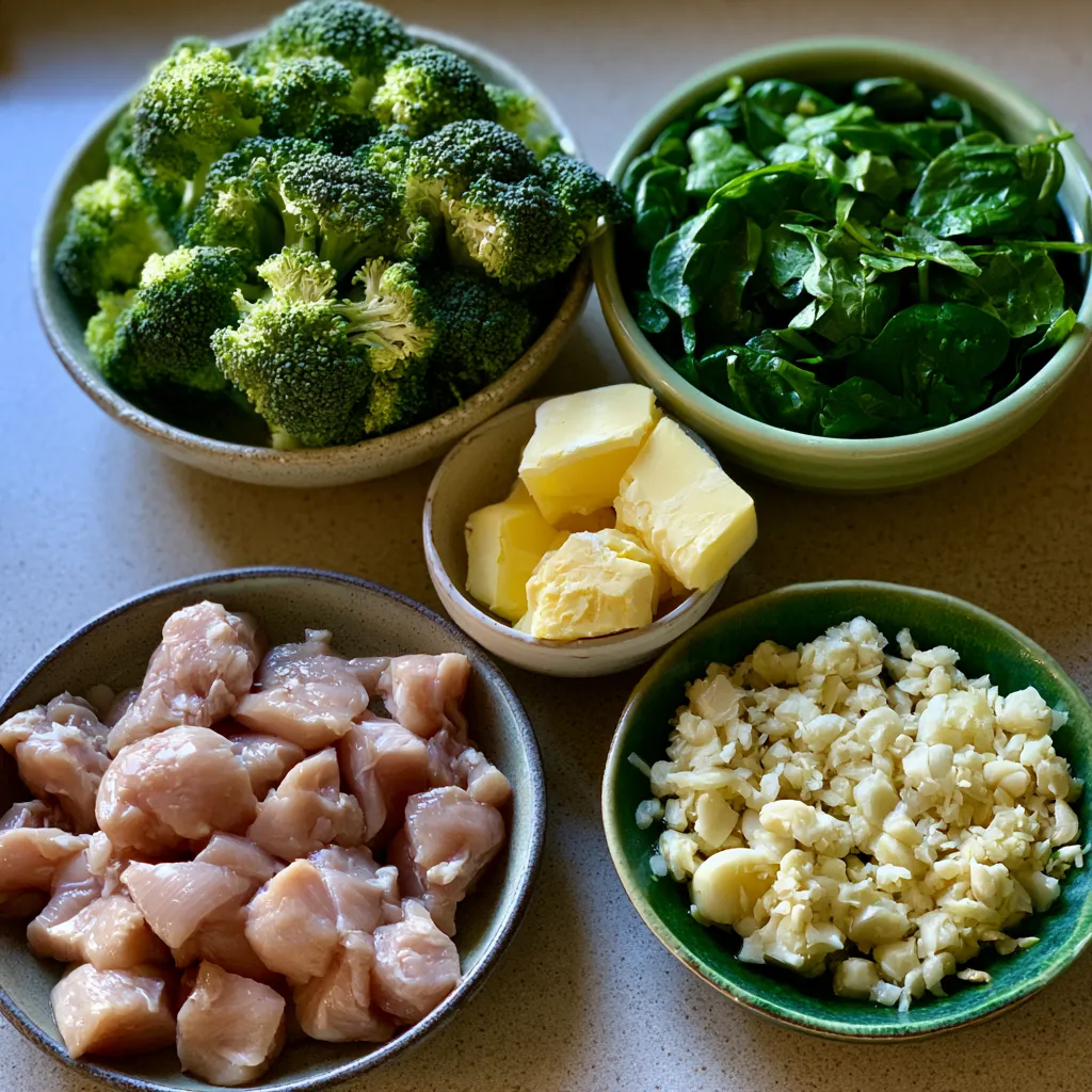 Garlic Chicken with Broccoli and Spinach