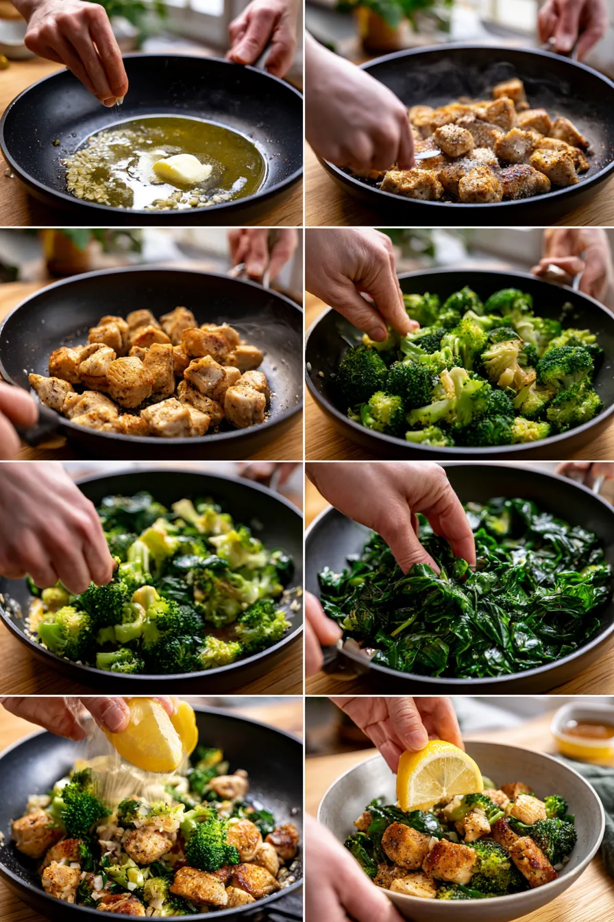 Garlic Chicken with Broccoli and Spinach