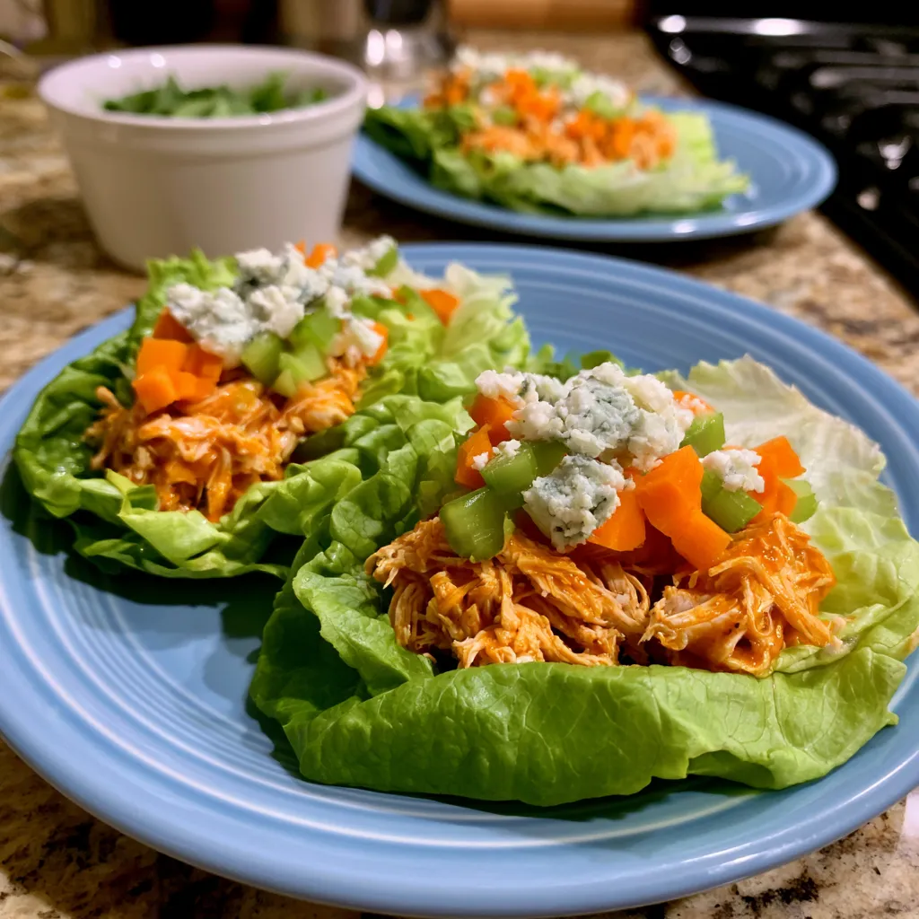 Healthy Buffalo Chicken Lettuce Wraps
