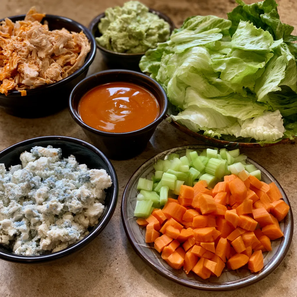 Healthy Buffalo Chicken Lettuce Wraps