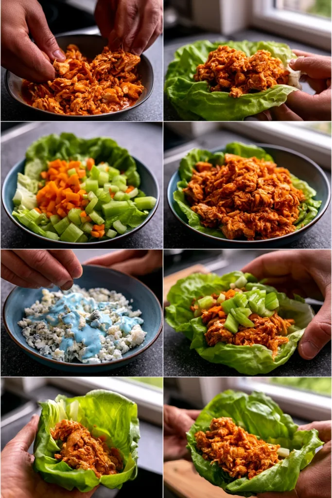 Healthy Buffalo Chicken Lettuce Wraps