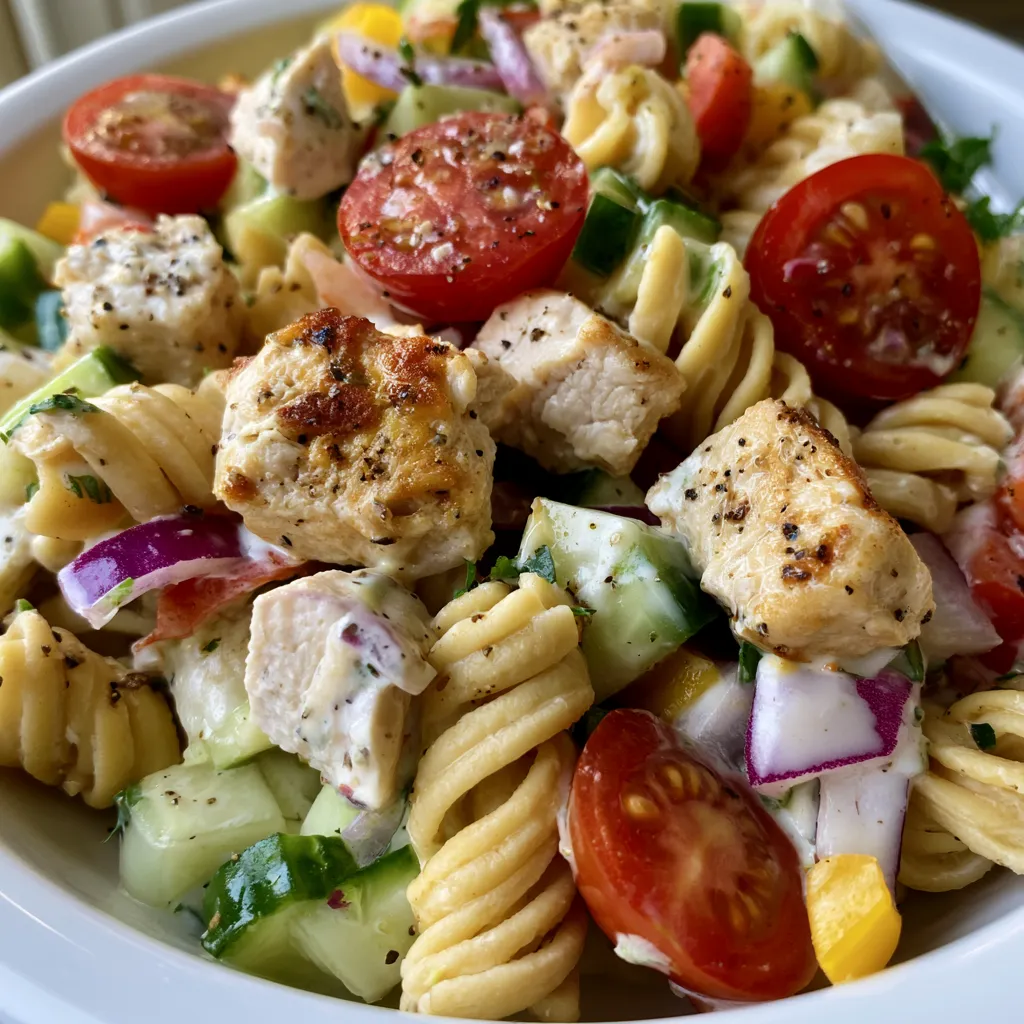 Healthy High Protein Pasta Salad with Chicken