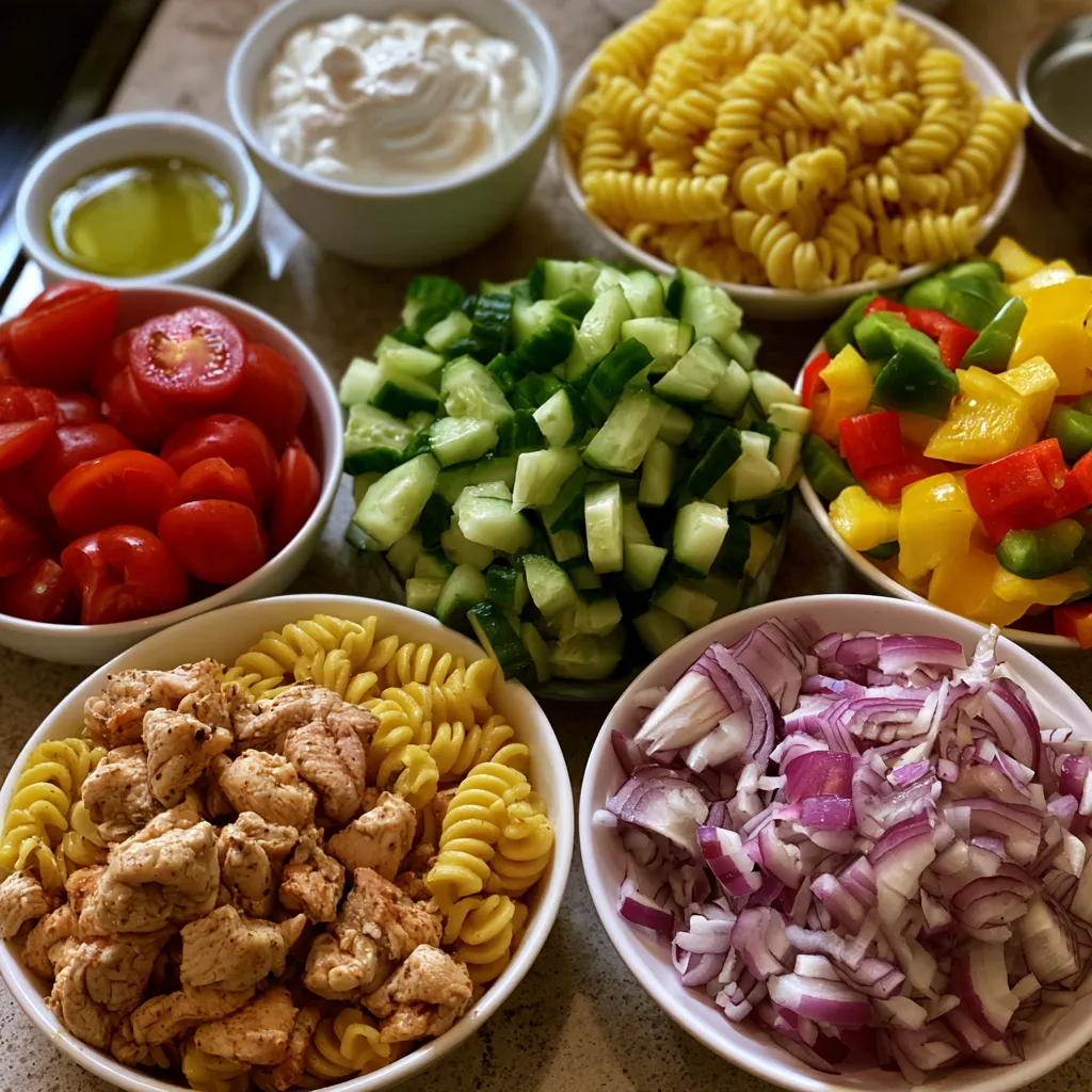 Healthy High Protein Pasta Salad with Chicken