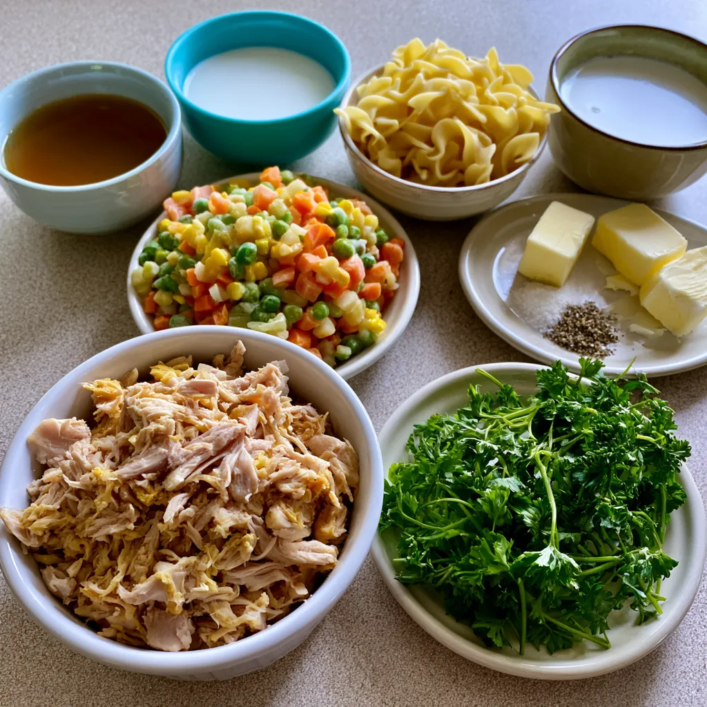 Homemade Chicken Pot Pie Noodle Skillet