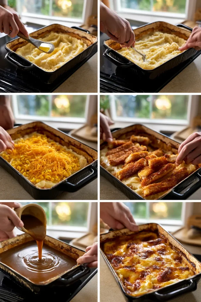 Mashed Potato Casserole with Chicken Strips