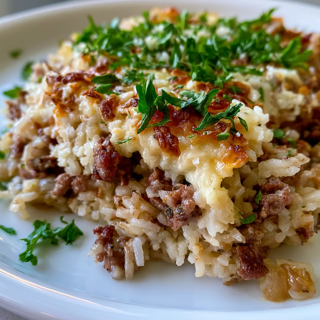 One-Pot Garlic Parmesan Beef and Rice