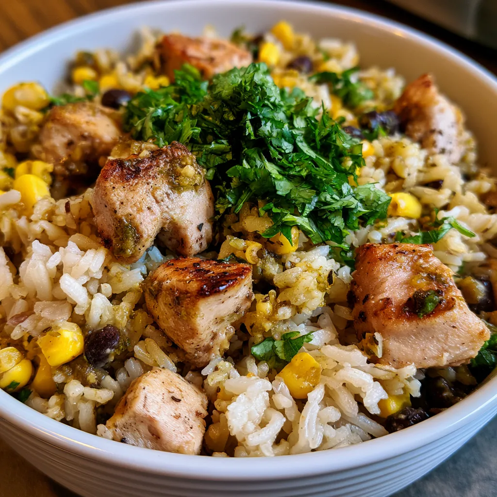 Salsa Verde Chicken & Rice Skillet