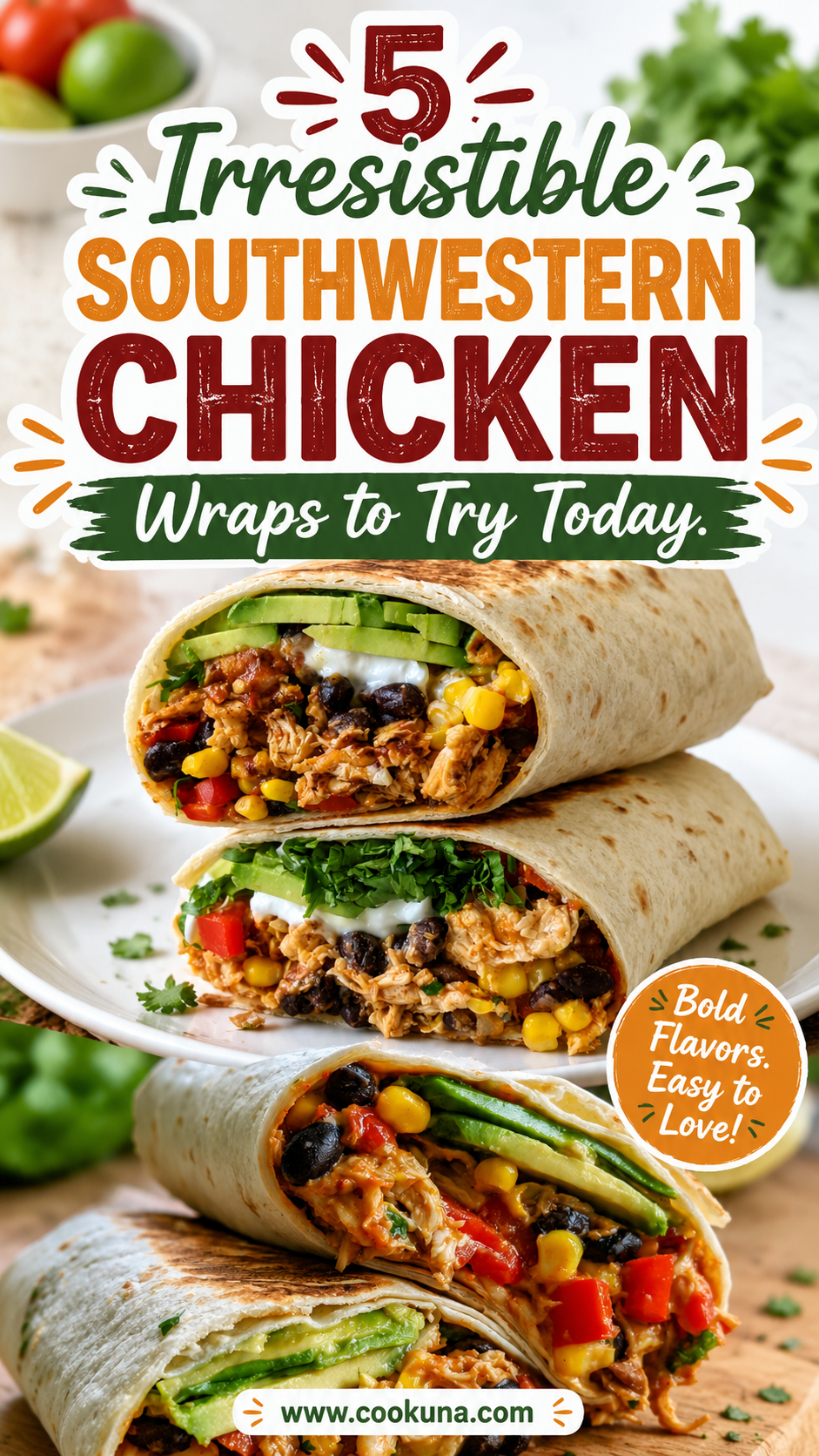 Southwestern Shredded Chicken Wraps