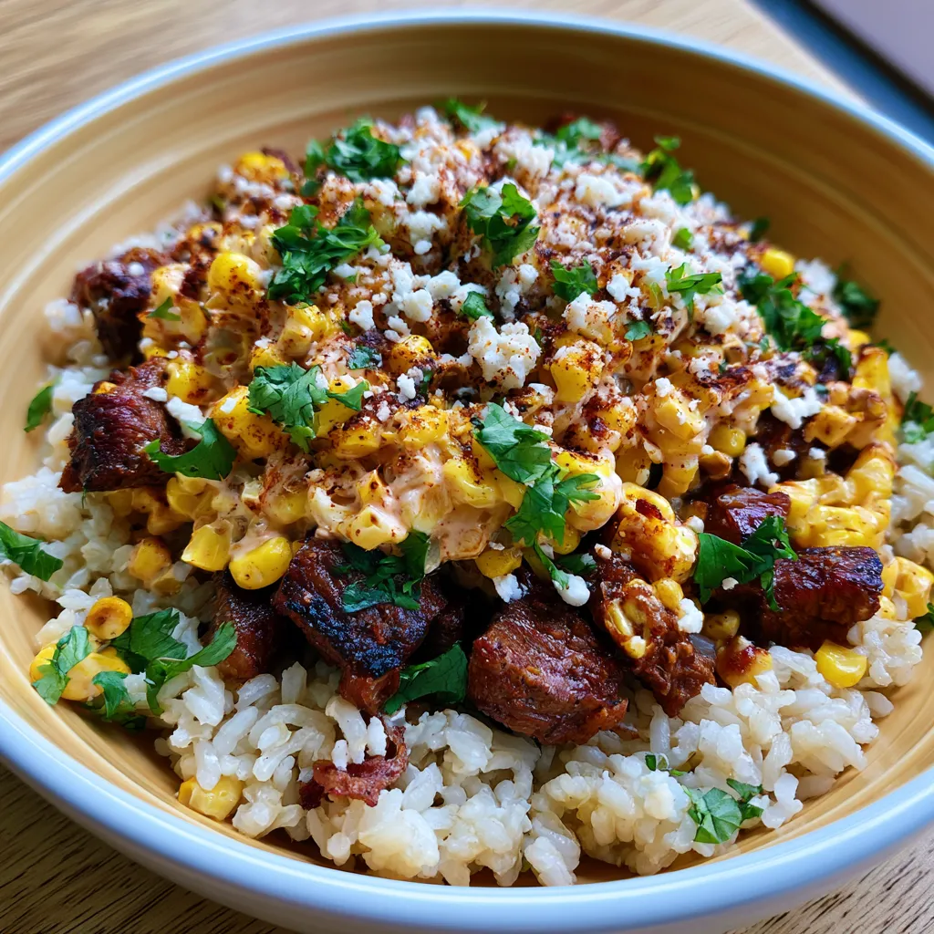 Street Corn Beef Rice Bowl