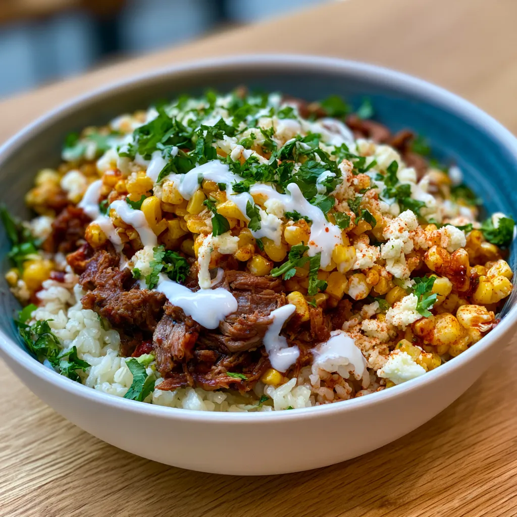 Street Corn Beef Rice Bowl