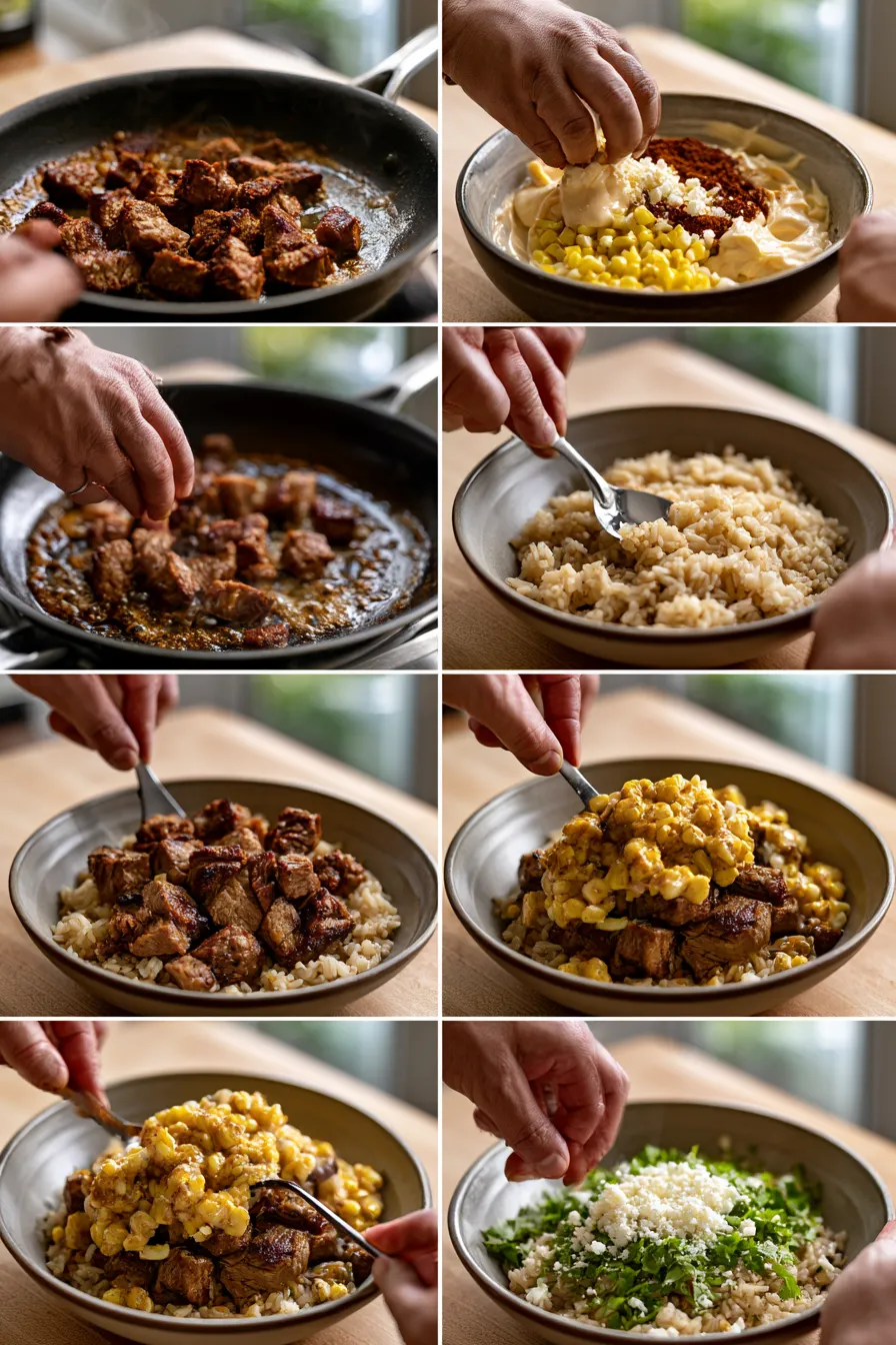 Street Corn Beef Rice Bowl