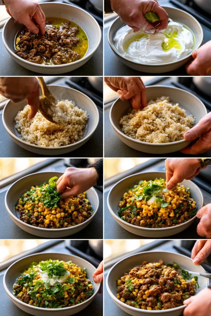 Street Corn Beef Rice Bowl