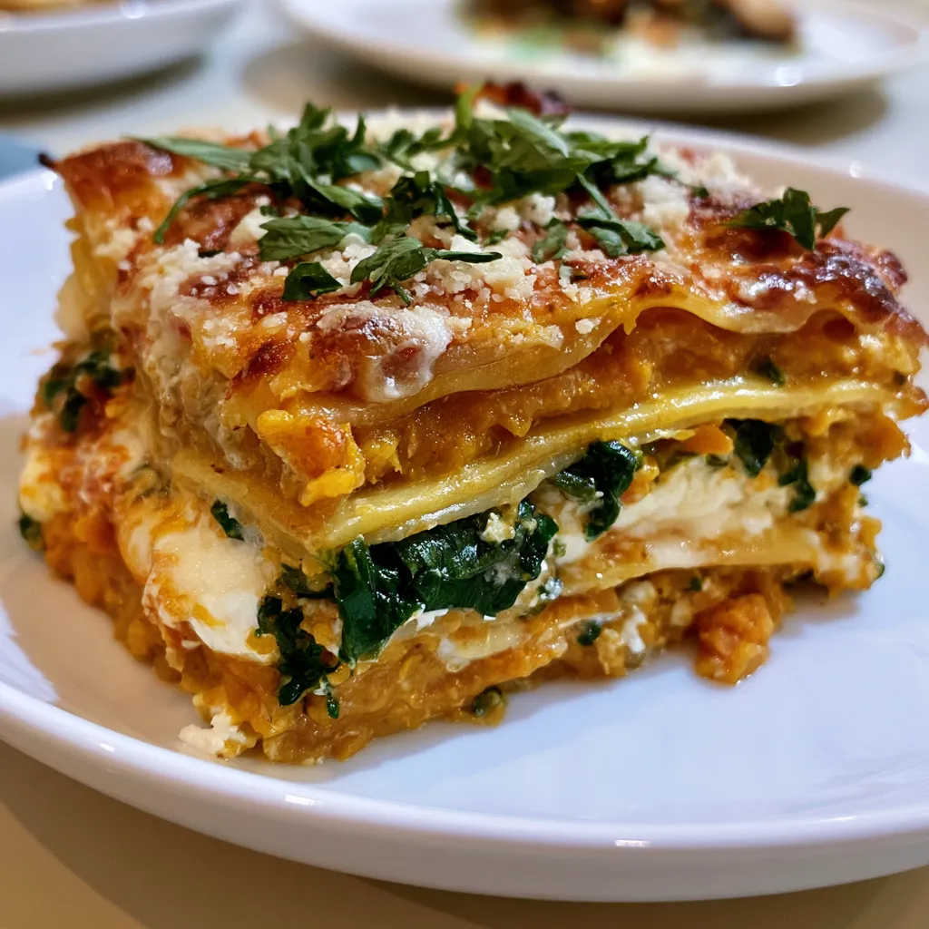 Vegetarian Pumpkin Spinach Lasagna
