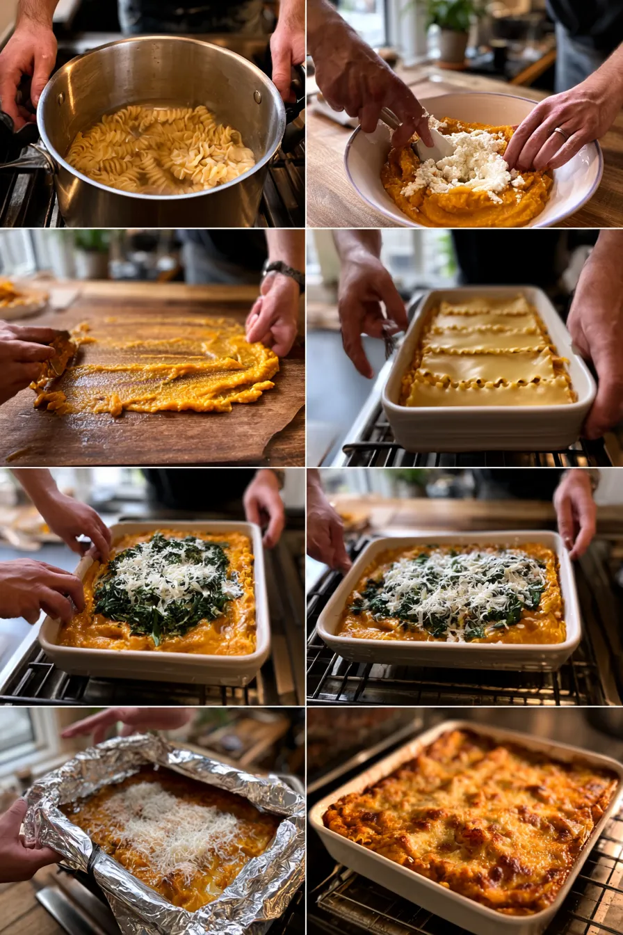 Vegetarian Pumpkin Spinach Lasagna