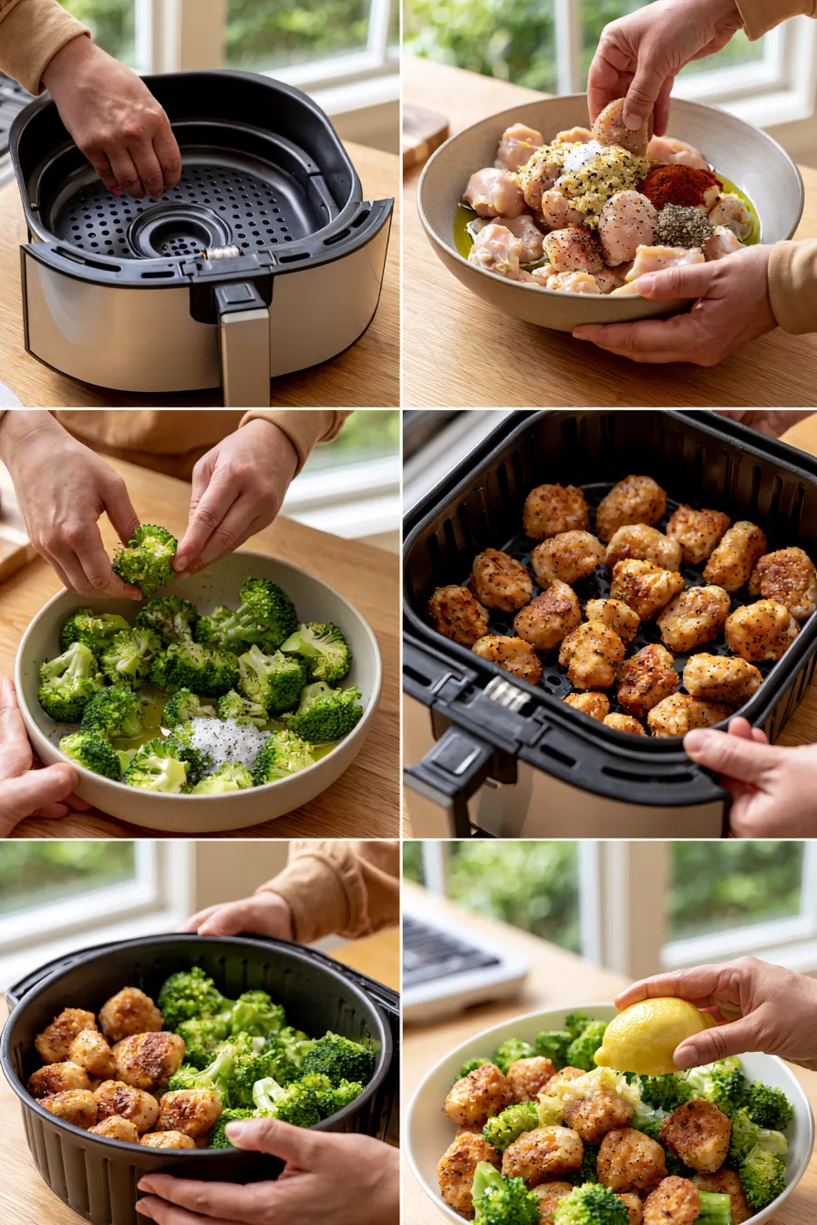 Air Fryer Chicken Bites and Broccoli