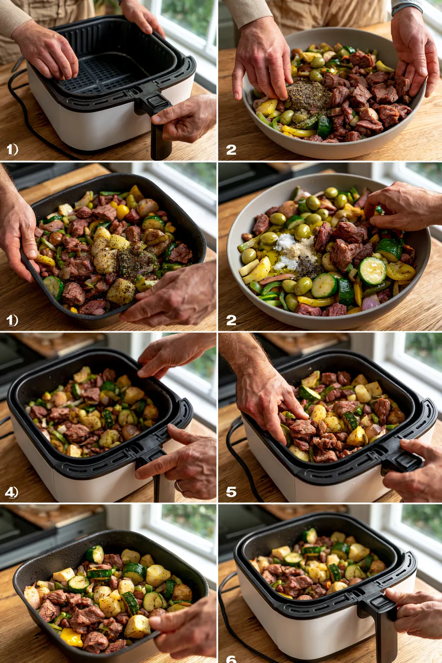 Air Fryer Smoked Beef and Veggies