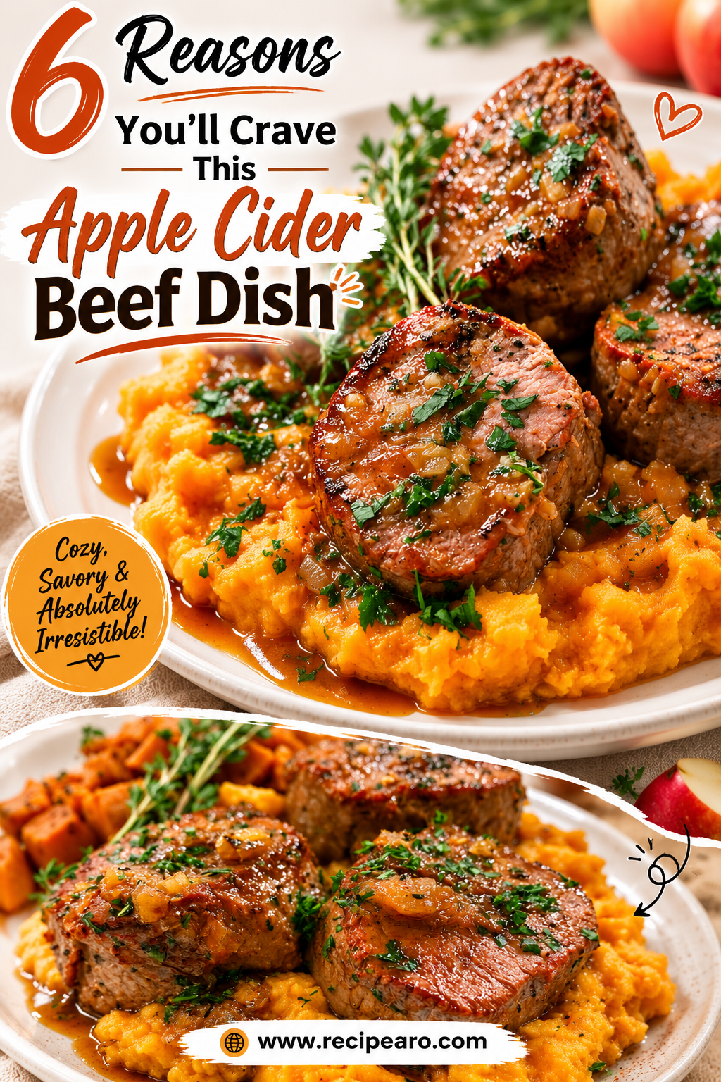 Apple Cider Beef with Mashed Sweet Potatoes