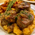 Apple Cider Beef with Mashed Sweet Potatoes