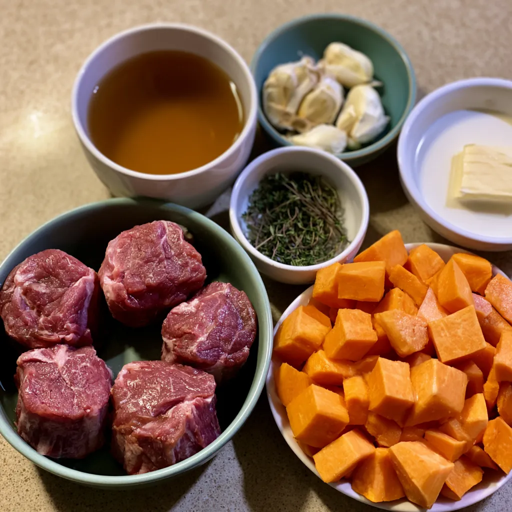 Apple Cider Beef with Mashed Sweet Potatoes