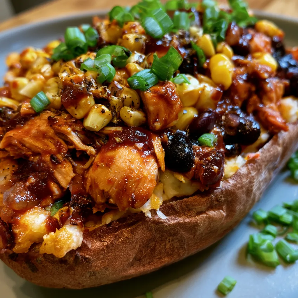 BBQ Chicken Stuffed Sweet Potatoes