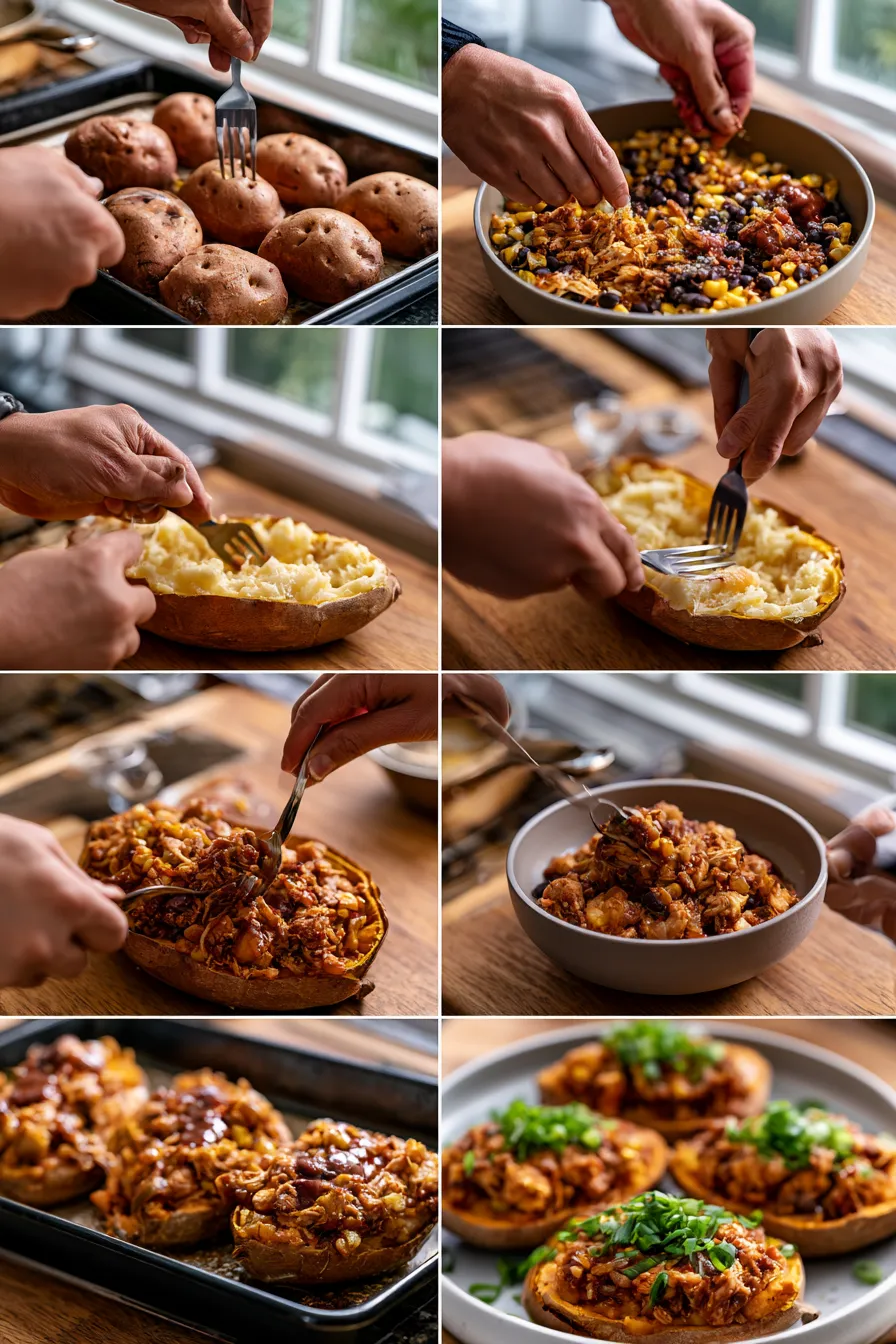 BBQ Chicken Stuffed Sweet Potatoes