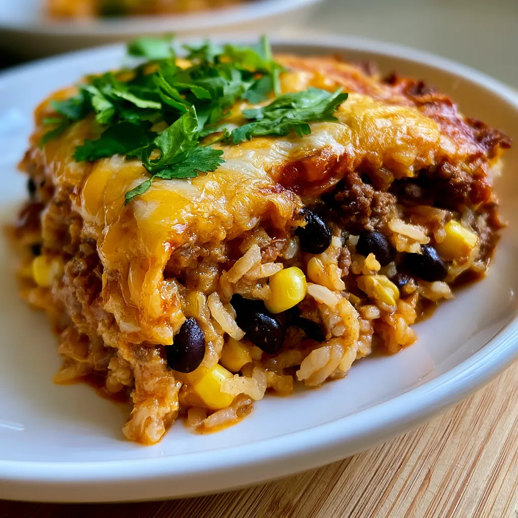 Beef Enchilada Rice Casserole