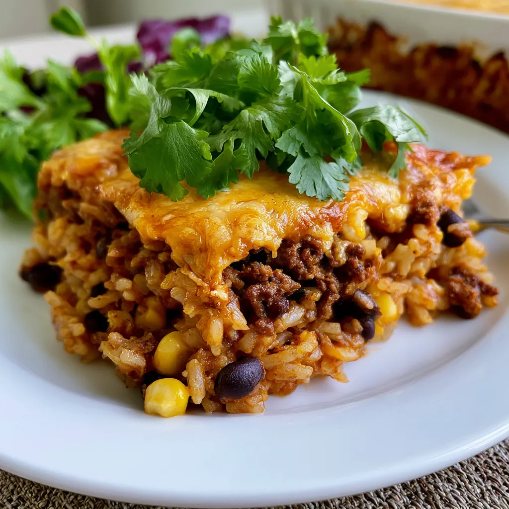 Beef Enchilada Rice Casserole