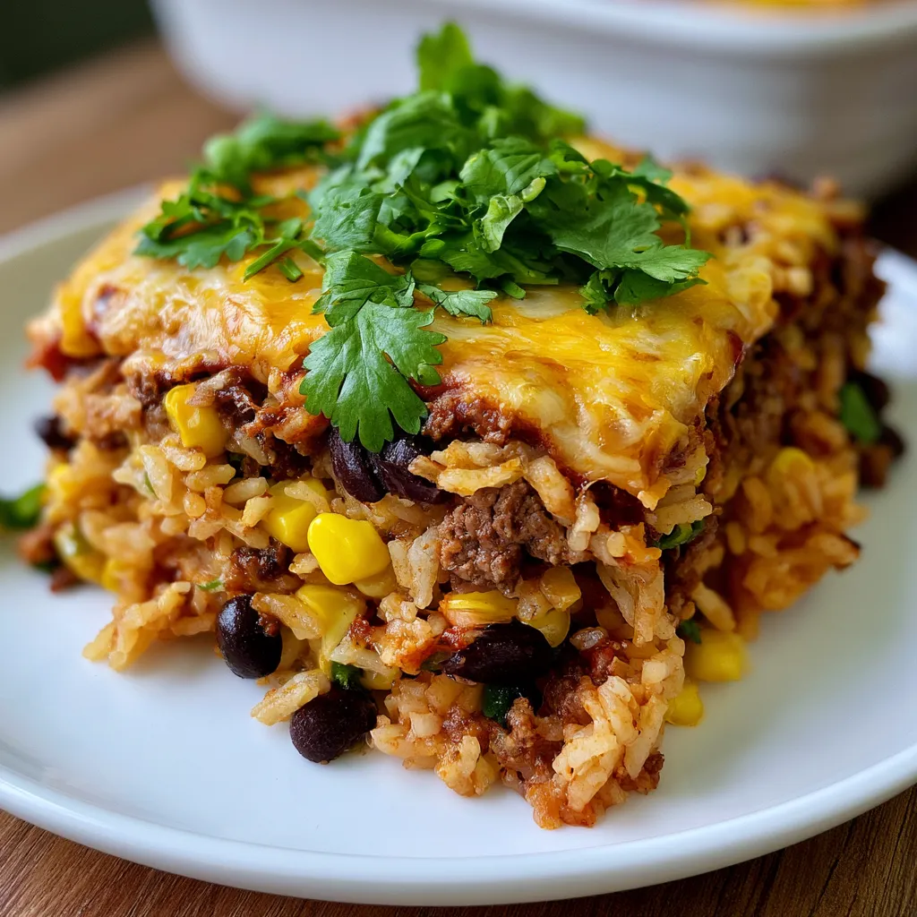 Beef Enchilada Rice Casserole
