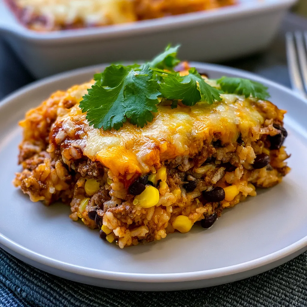 Beef Enchilada Rice Casserole