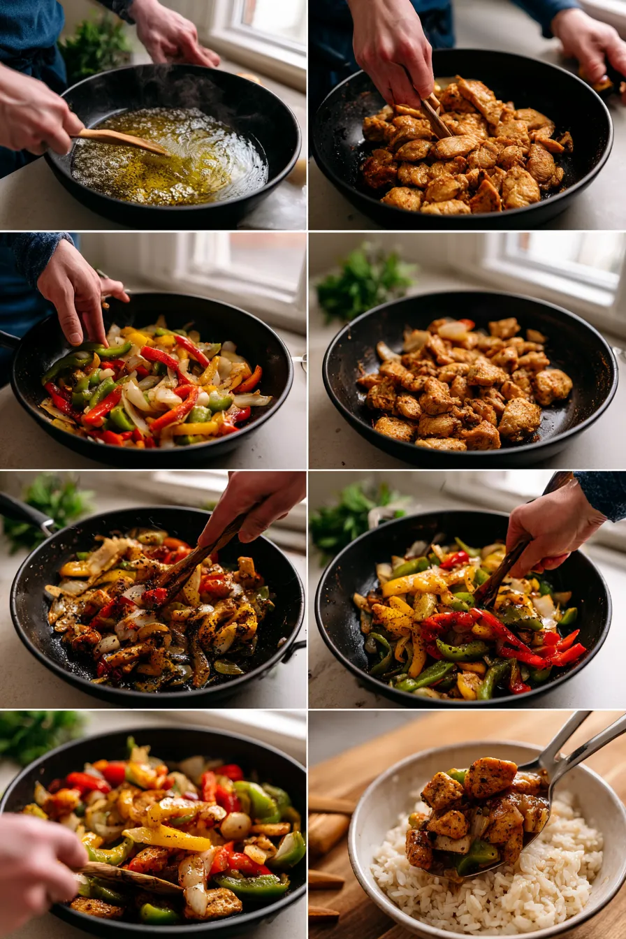Black Pepper Chicken with Peppers and Onions