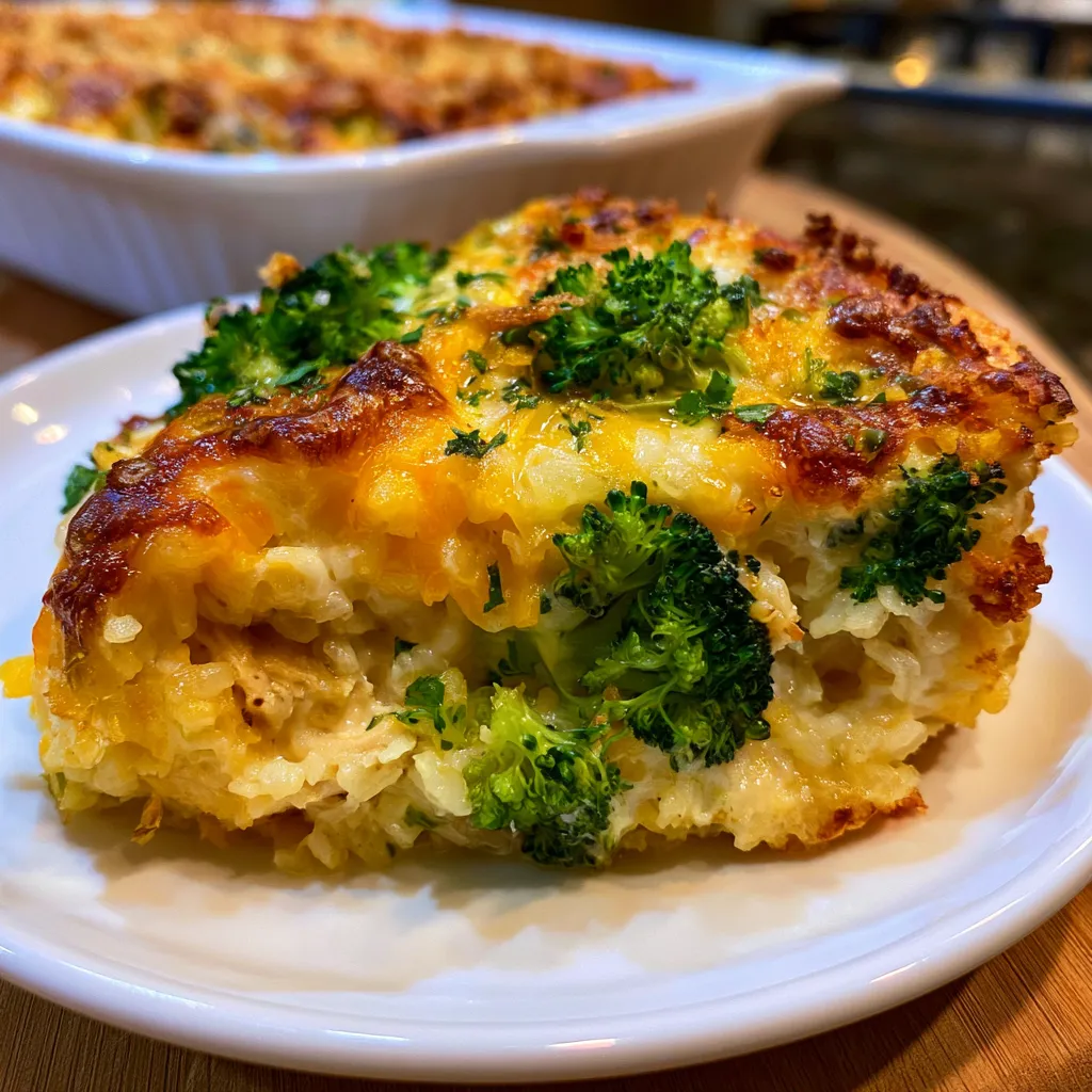 Broccoli Cheddar Chicken and Rice Casserole