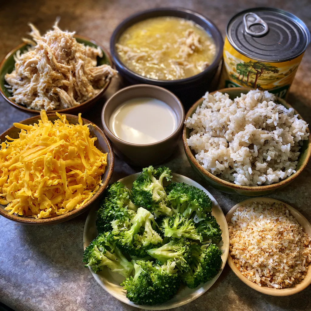 Broccoli Cheddar Chicken and Rice Casserole
