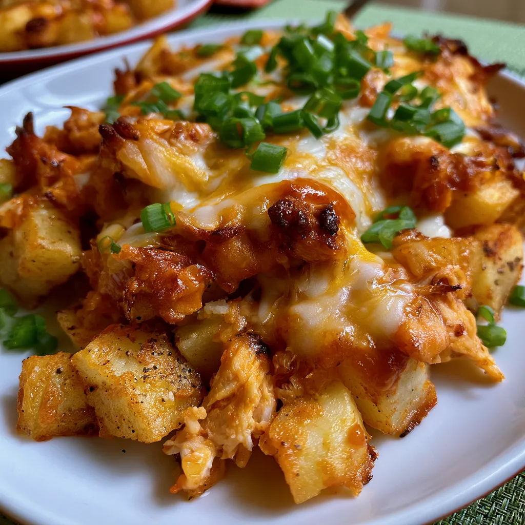 Buffalo Chicken Roasted Potato Bake