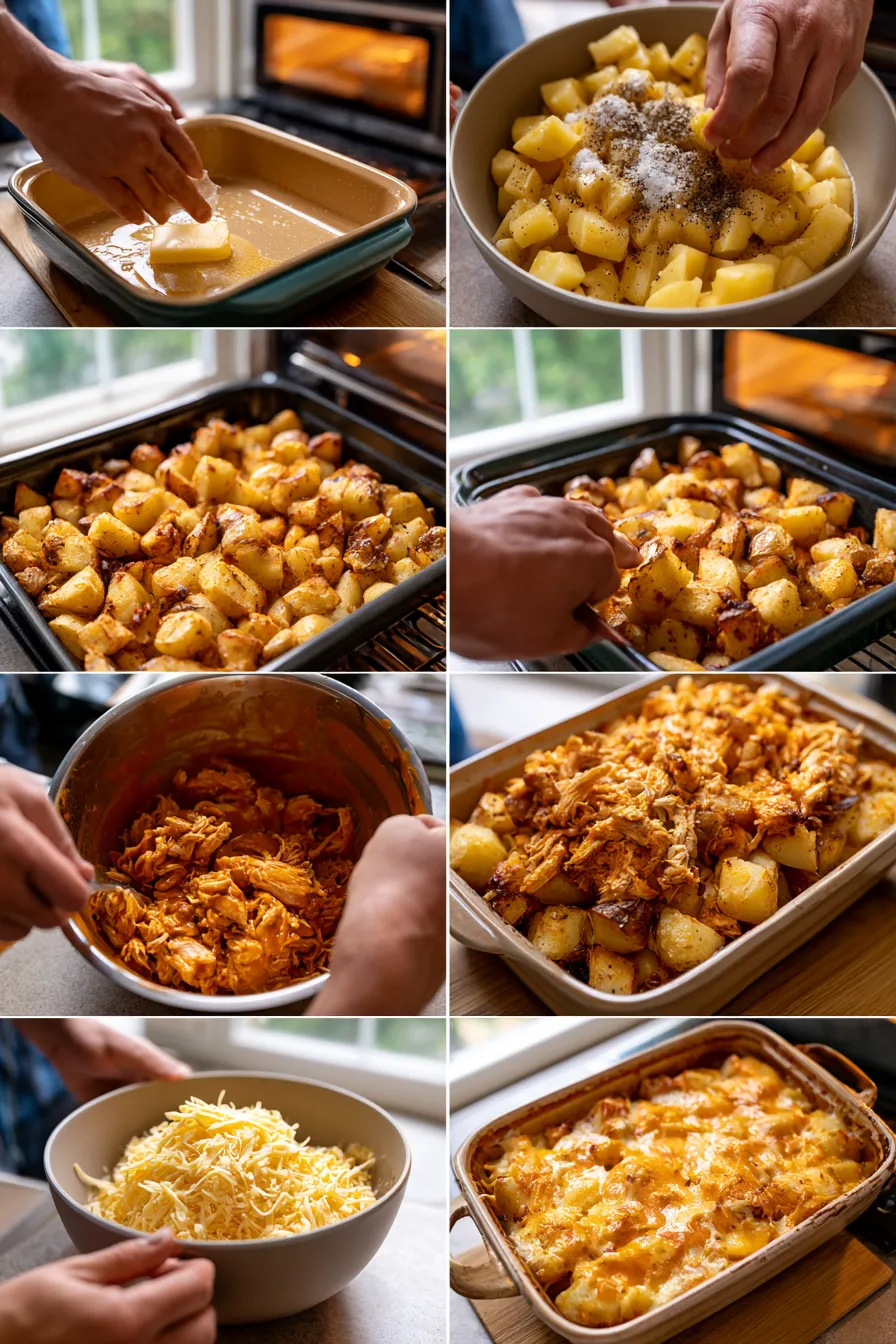 Buffalo Chicken Roasted Potato Bake