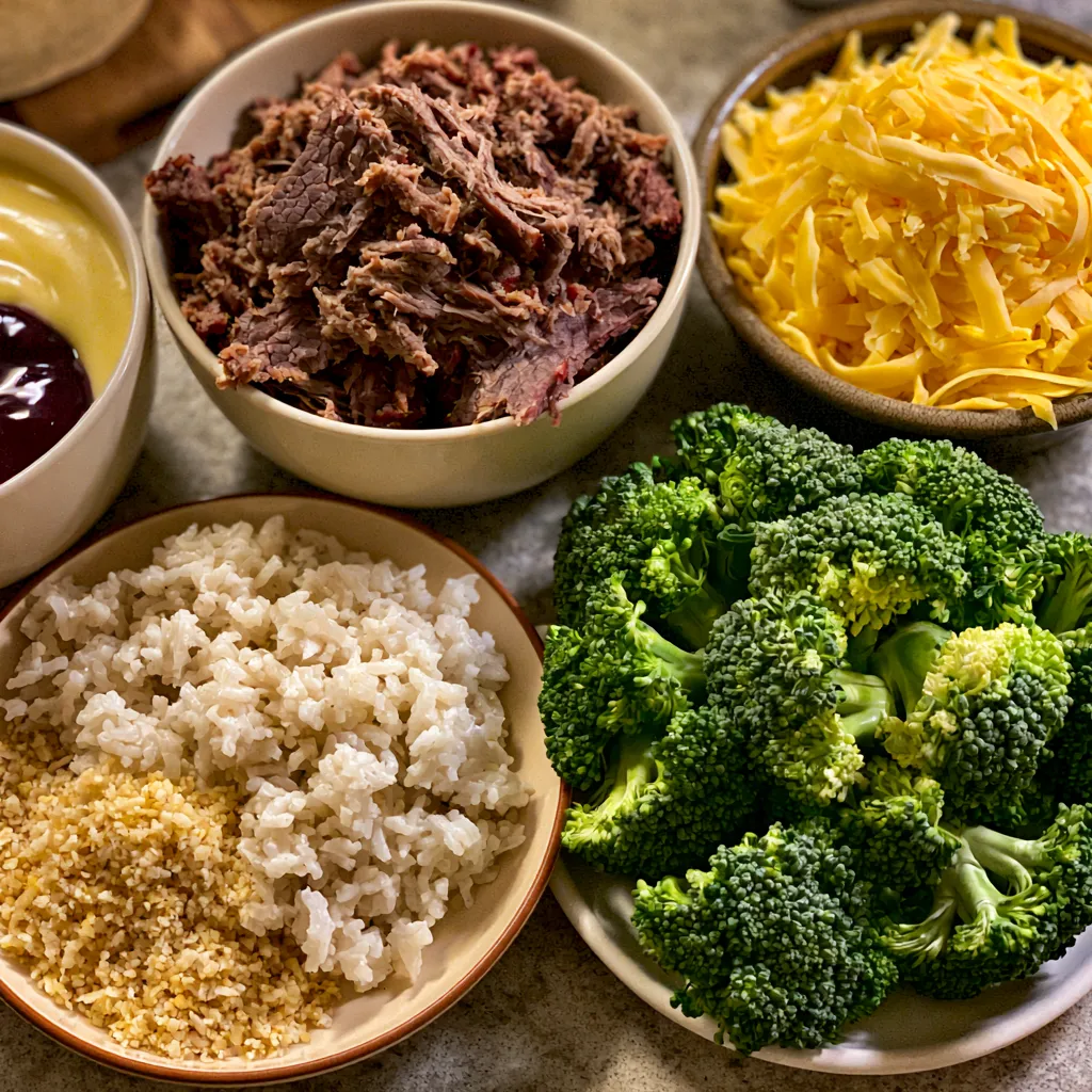 Cheesy Broccoli Casserole with Smoked Beef